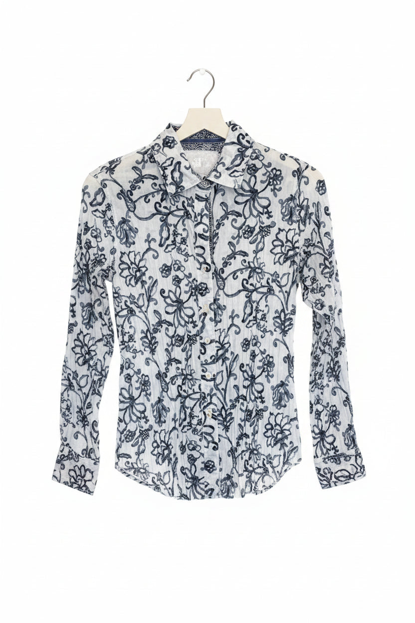 CINO Indigo Floral Long-Sleeve