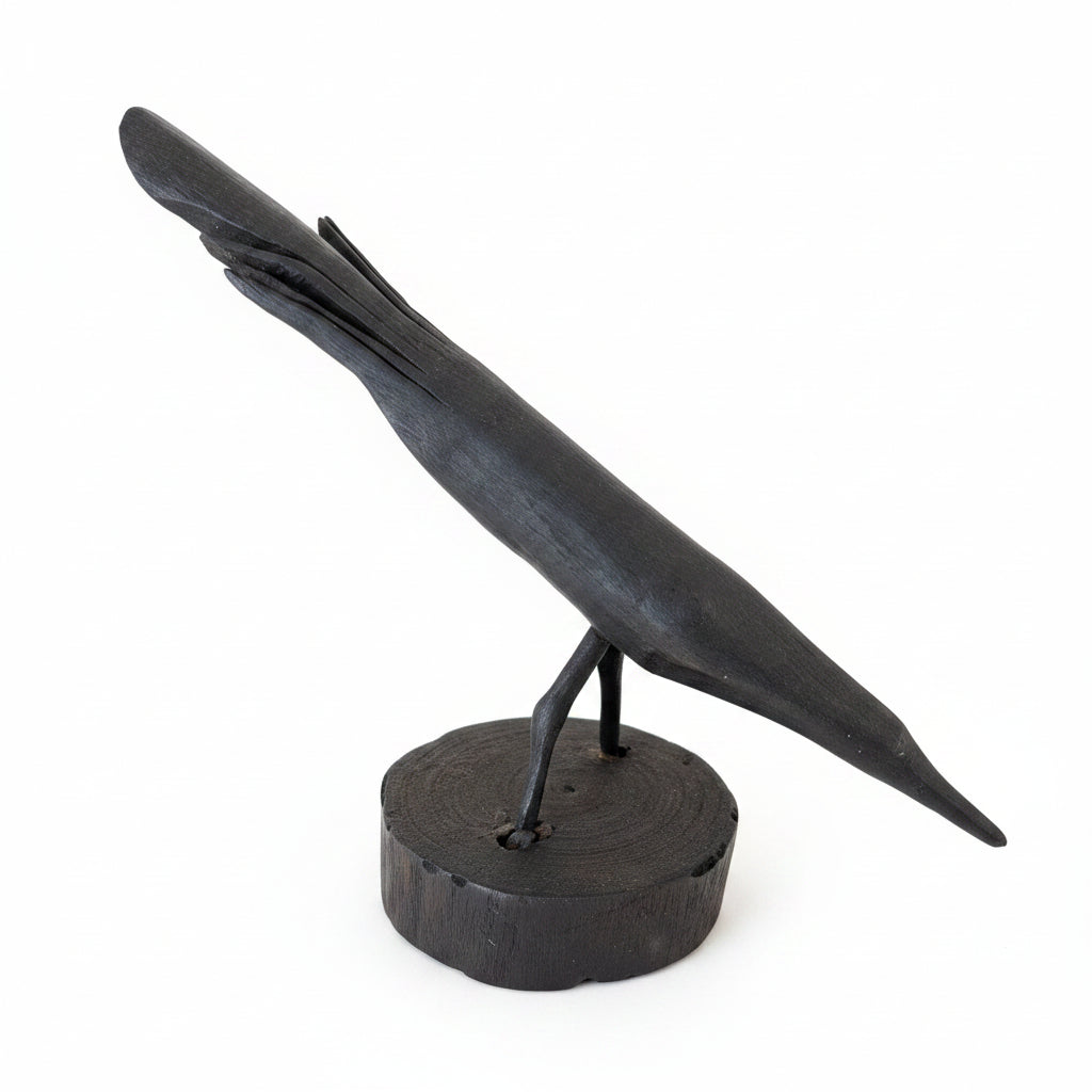 Wood Carved Black Bird